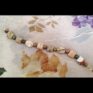 8 1/2" genuine Picture Jasper & Unikite bracelet